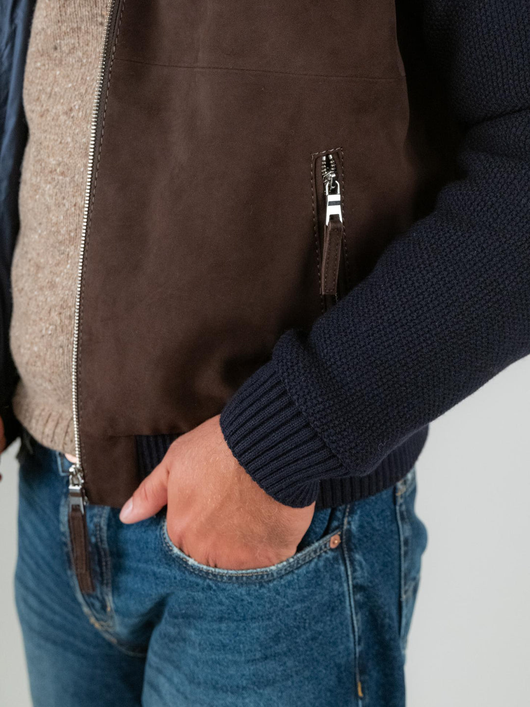 GIACCA DORIS KNIT IN CAMOSCIO MARRONE DORIS KNIT 309 JACK LEATHER 