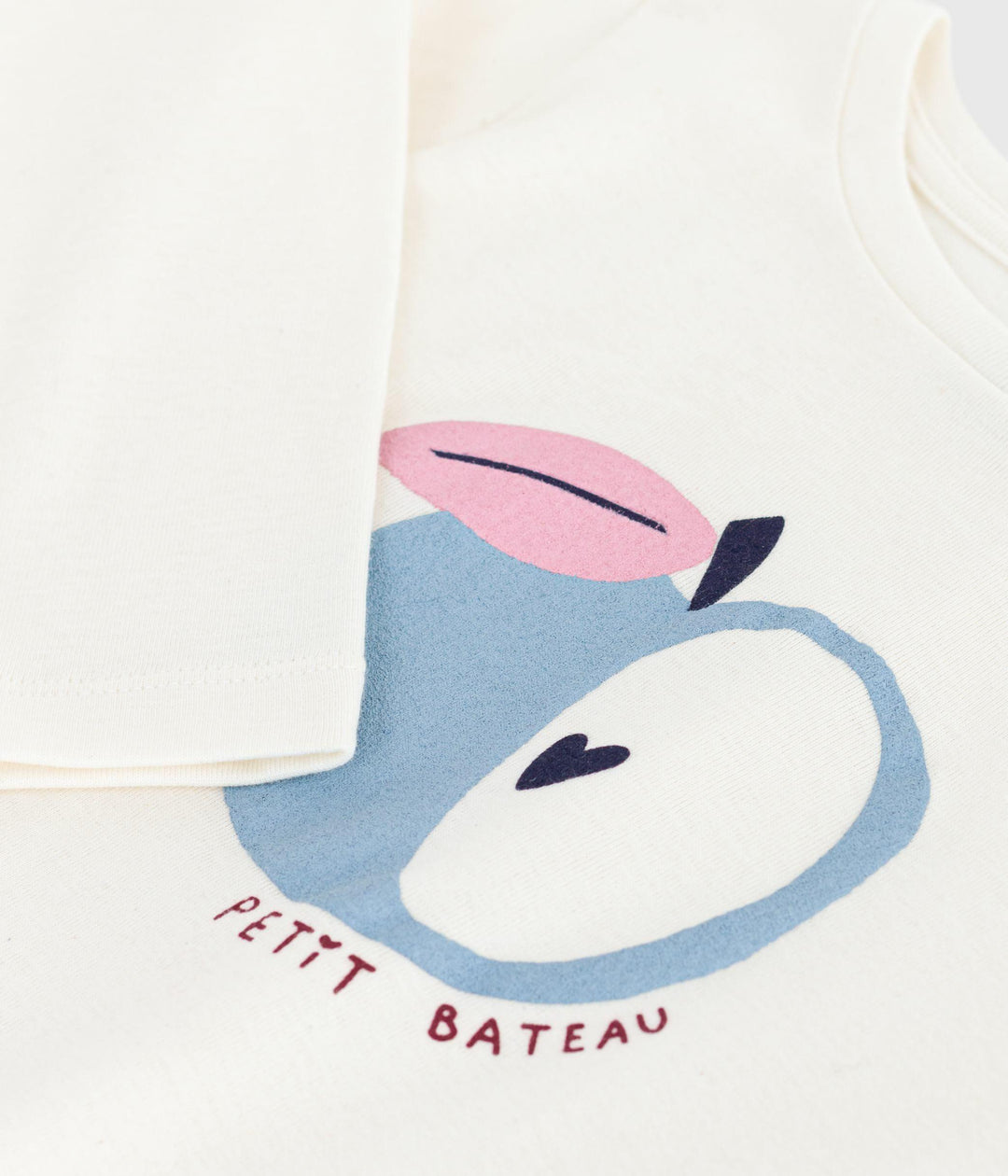 T-shirt a maniche lunghe in cotone con stampa mela A0ELR 02 PETIT BATEAU 