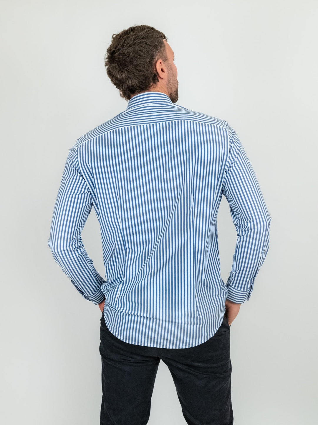 CAMICIA no stiro a righe bianco blu BU25W10CAFIO3044 200 ANDREA MORANDO 