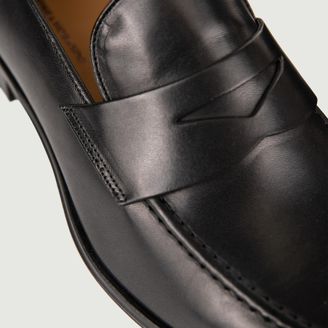 MOCASSINO IN PELLE CON PENNY 6487 NERO ANDREA MORANDO 