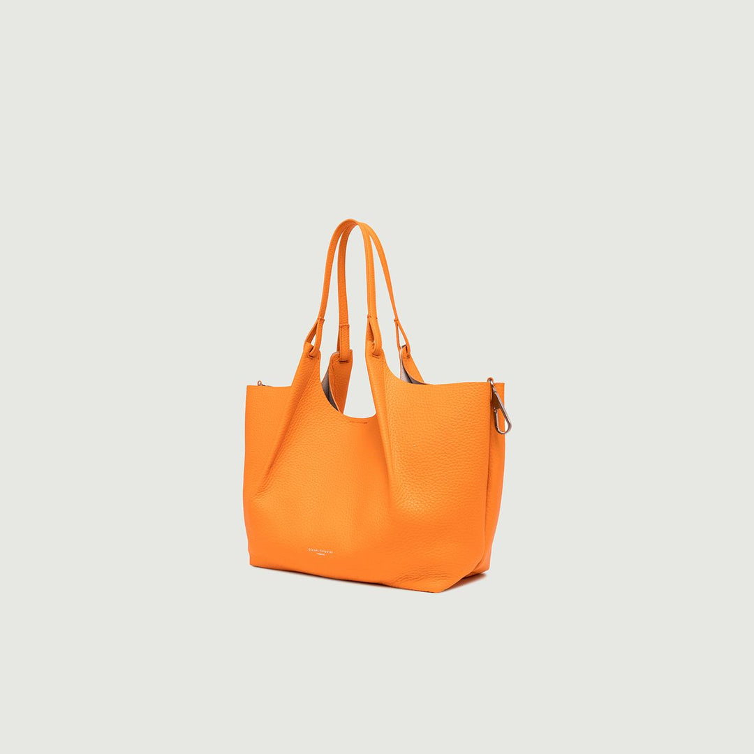 BORSA A SPALLA DUA IN PELLE MARTELLATA FLAME ORANGE BS 9720/24PE RNGDBL 13316 GIANNI CHIARINI 