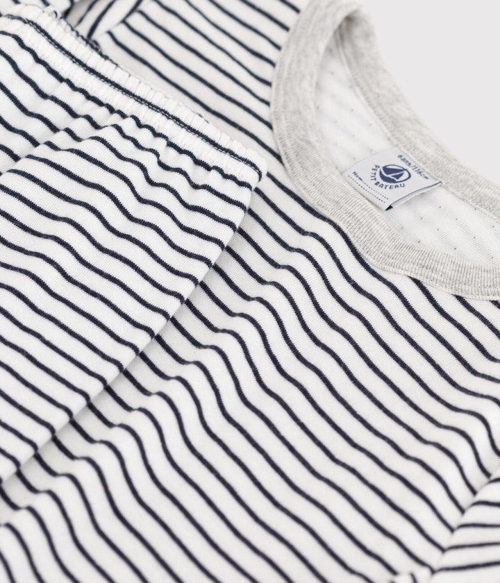 PIGIAMA BAMBINO UNISEX IN TUBIQUE A RIGHE A085V 01 PETIT BATEAU 