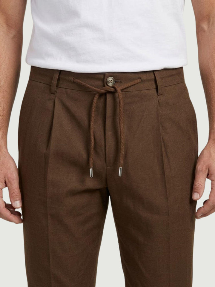 Pantalone tela paracadute con coulisse in cotone cacao CO0073M 2009 ANDREA MORANDO 