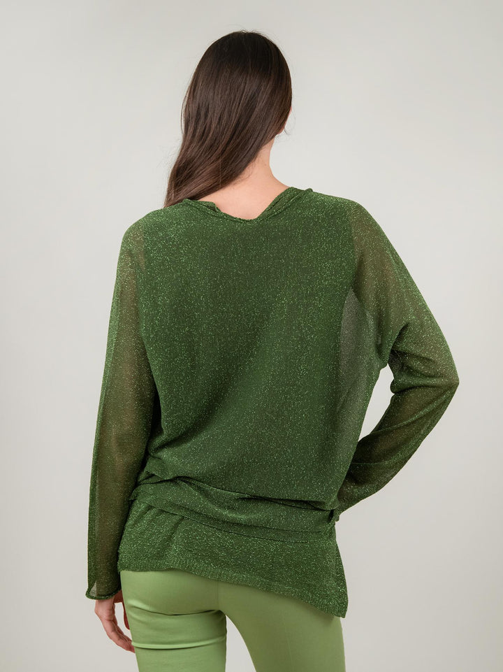 MAGLIA OVER VERDE LUREX 12104 VERDE ANDREA MORANDO 