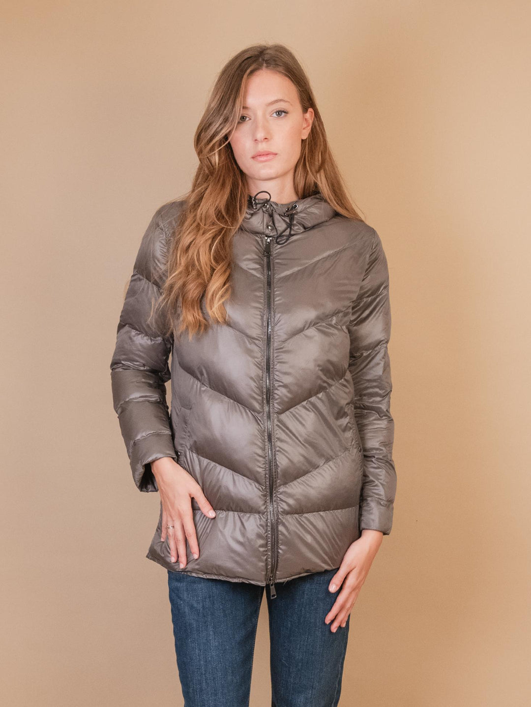 GIUBBOTTO STRUTTURATO IN CAMOSCIO  CON PIUMINO IN ECO-PIUMA FANGO LINR 18 JACK LEATHER 