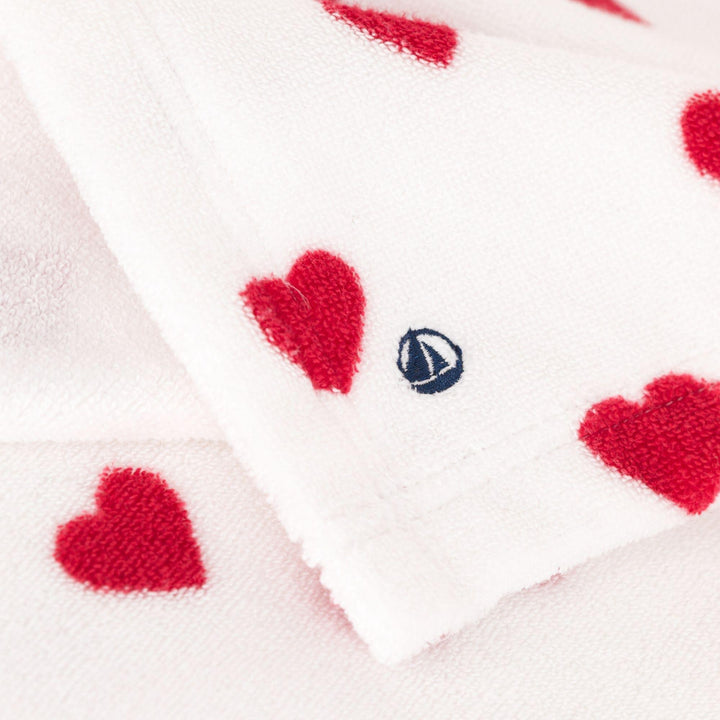 MANTELLINA DA BAGNO BEBÈ IN SPUGNA A CUORICINI A08SI 89 PETIT BATEAU 