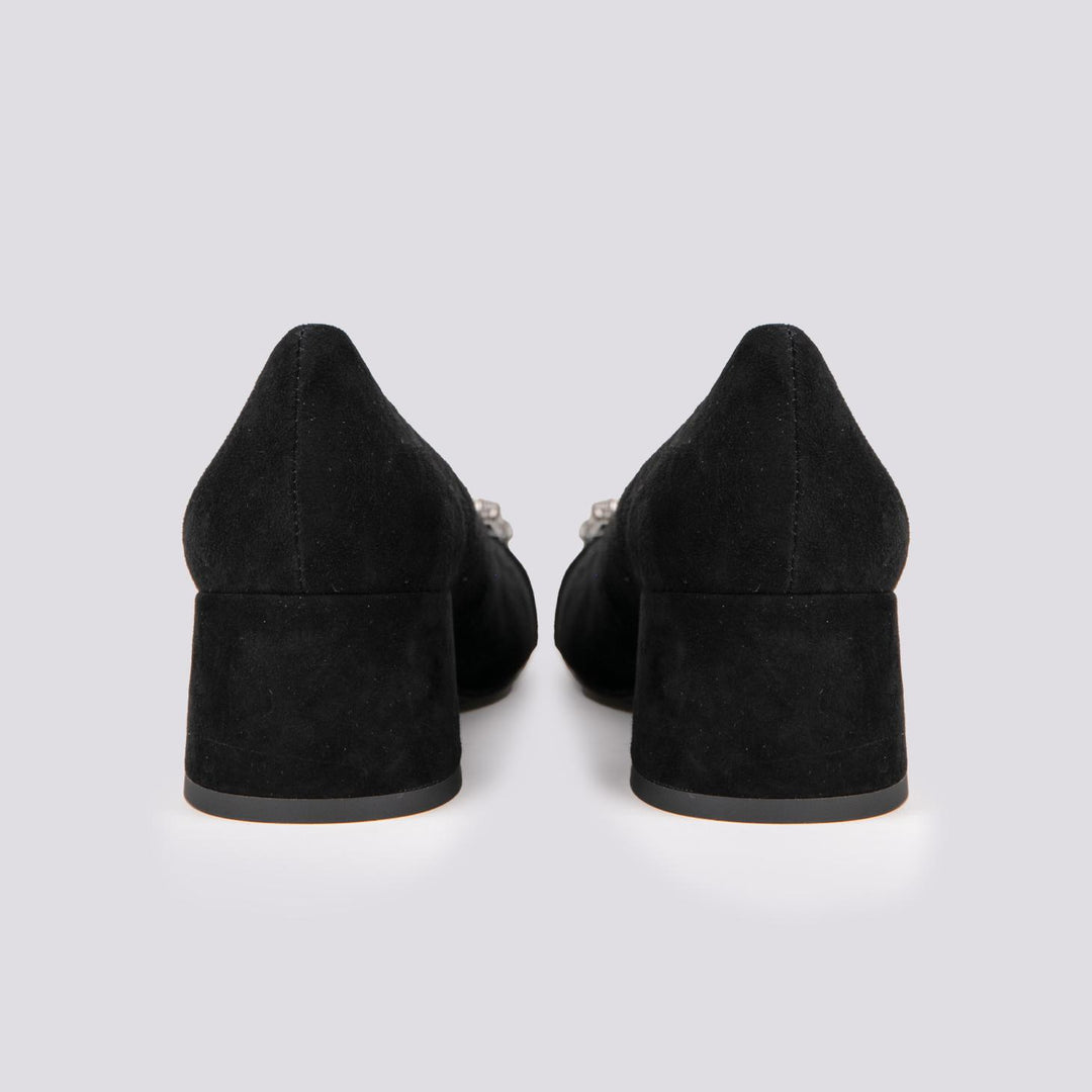 DECOLLETE CON FIBBIA FRONTALE IN CAMOSCIO NERO