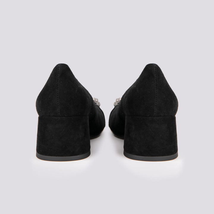 DECOLLETE CON FIBBIA FRONTALE IN CAMOSCIO NERO