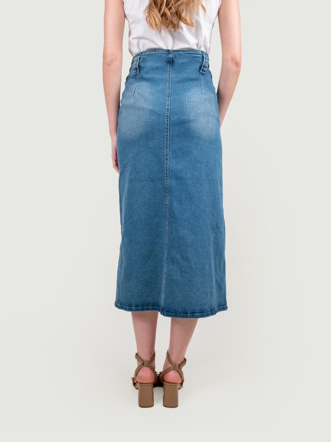GONNA DI JEANS MIDI CON MAXI SPACCO FRONTALE 9212 DENIM ANDREA MORANDO 