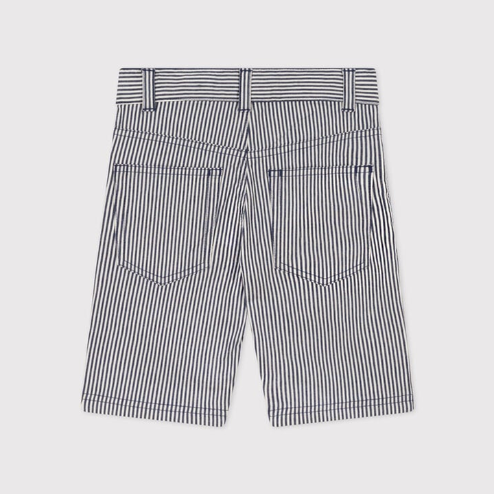 Bermuda Bambino In Tela Di Cotone A Righe A06KU 01 PETIT BATEAU 