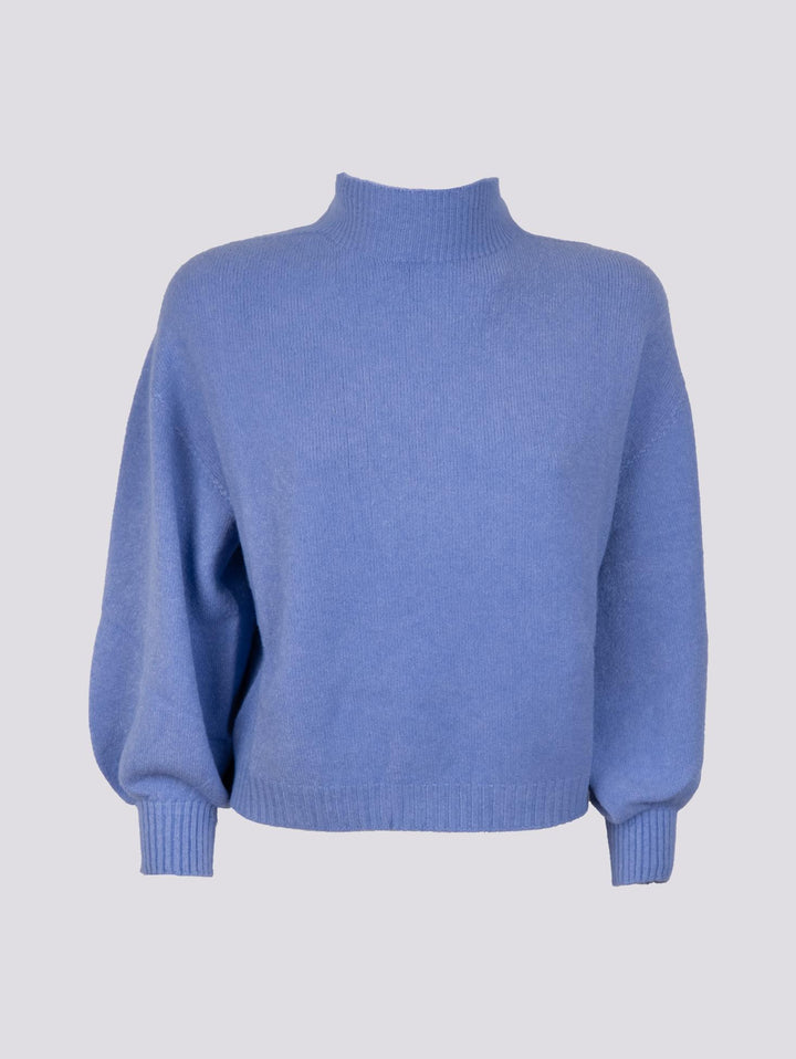 LUPETTO CON MANICA A PALLONCINO  IN MAGLIA AZZURRA 0570/125 8013 BIMOR 