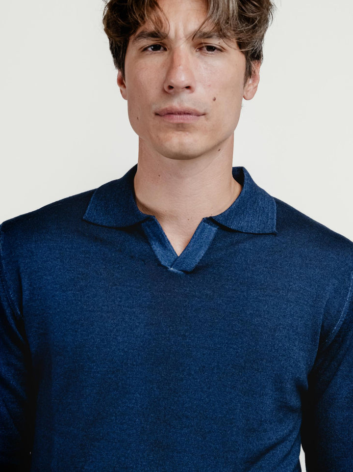 POLO DERBY IN LANA MERINO BLU NAVY 0009 24 FIESOLI DANIELE 
