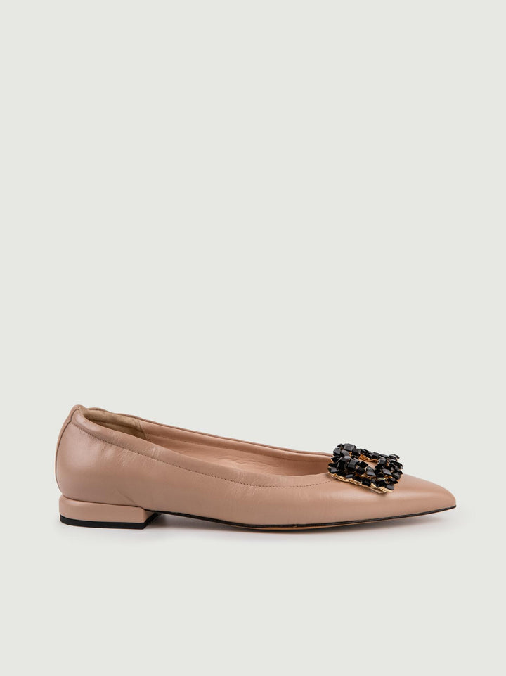 BALLERINE IN PELLE BEIGE CON GIOIELLO 72012 PHARD ANDREA MORANDO 