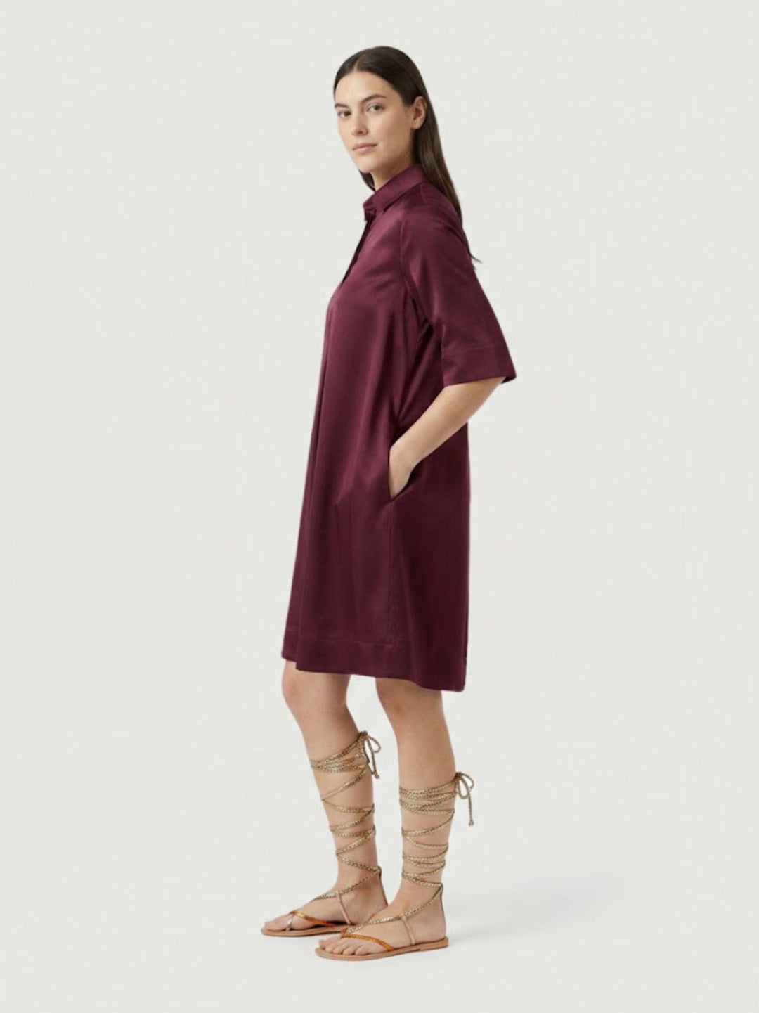Abito midi a trapezio in cotone amarena 4674 AMARENA ANDREA MORANDO 