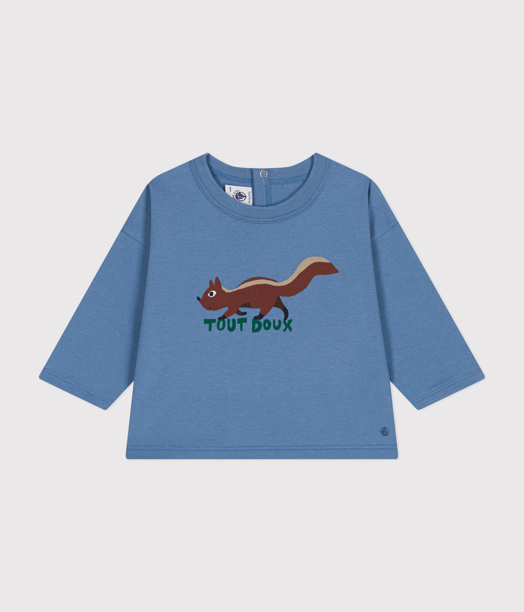 T-shirt blu con stampa scoiattolo a maniche lunghe A0BPI 09 PETIT BATEAU 