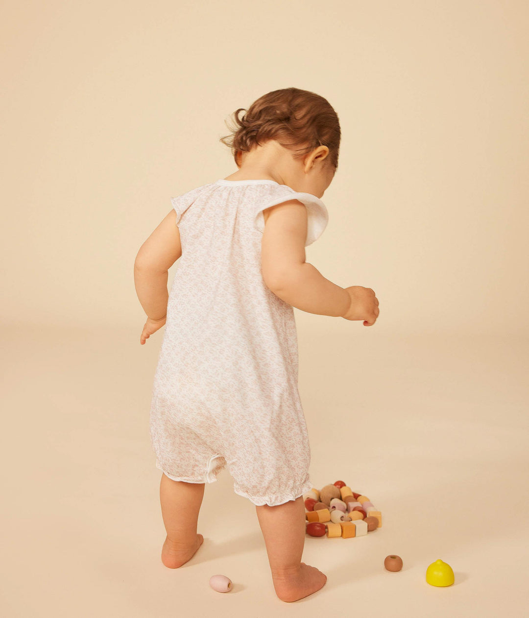 TUTA CORTA  CON STAMPA A FIORI ROSA BEBÈ A09Q6 01 PETIT BATEAU 