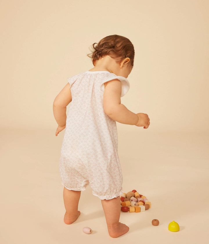 TUTA CORTA  CON STAMPA A FIORI ROSA BEBÈ A09Q6 01 PETIT BATEAU 