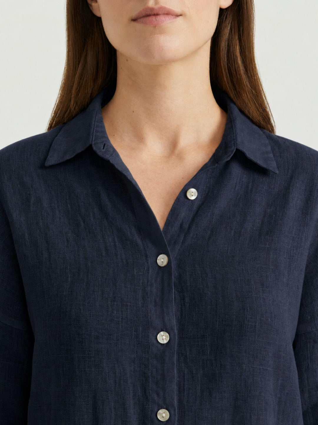Camicia in lino navy 6CM0552 BLU ANDREA MORANDO 