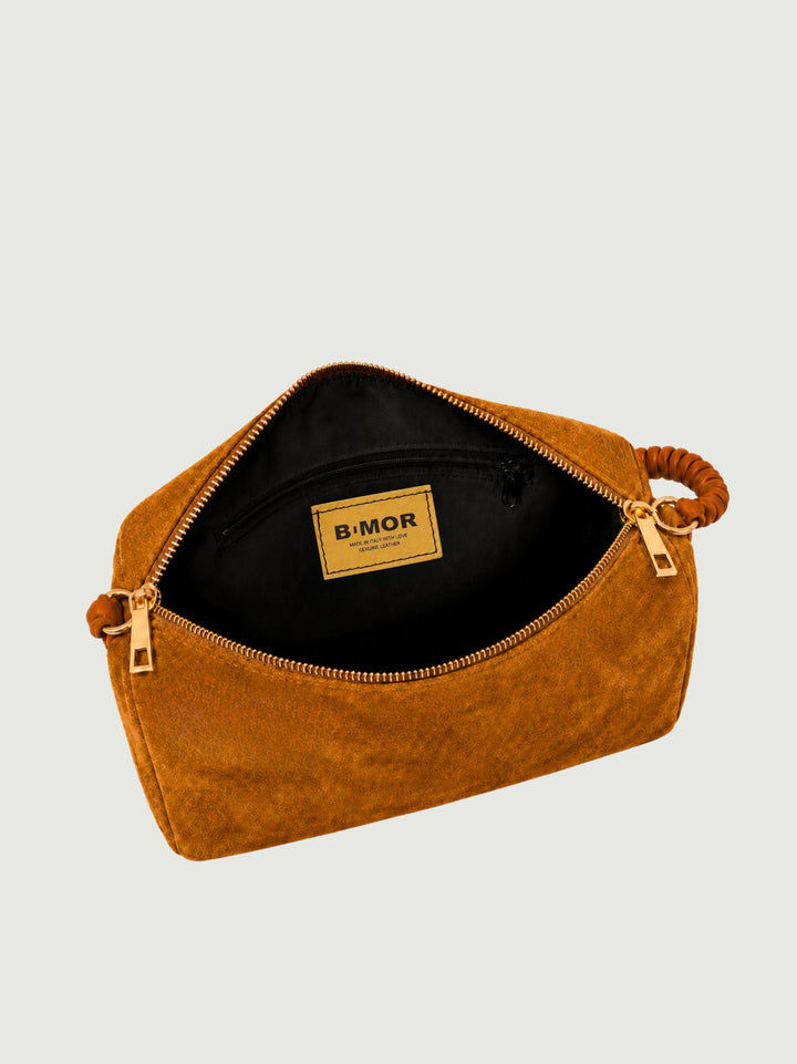Borsa a spalla Cube in pelle scamosciata cuoio CUBE CUOIO BIMOR 