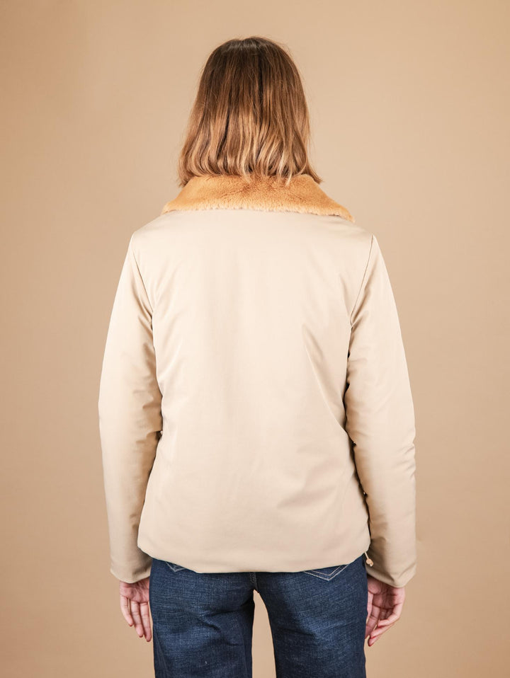GIUBBOTTO REVERSIBILE IN TESSUTO TECNICO E ECO-PELLICCIA BEIGE 247D BEIGE ANDREA MORANDO 