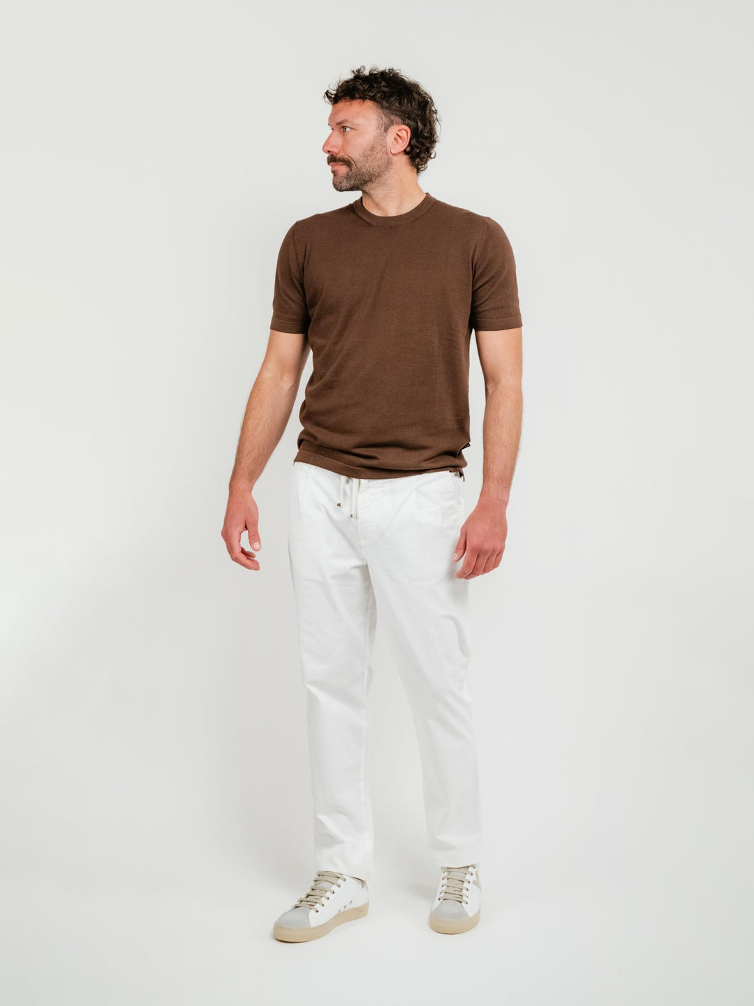 PANTALONE IN COTONE CON COULISSE BIANCO