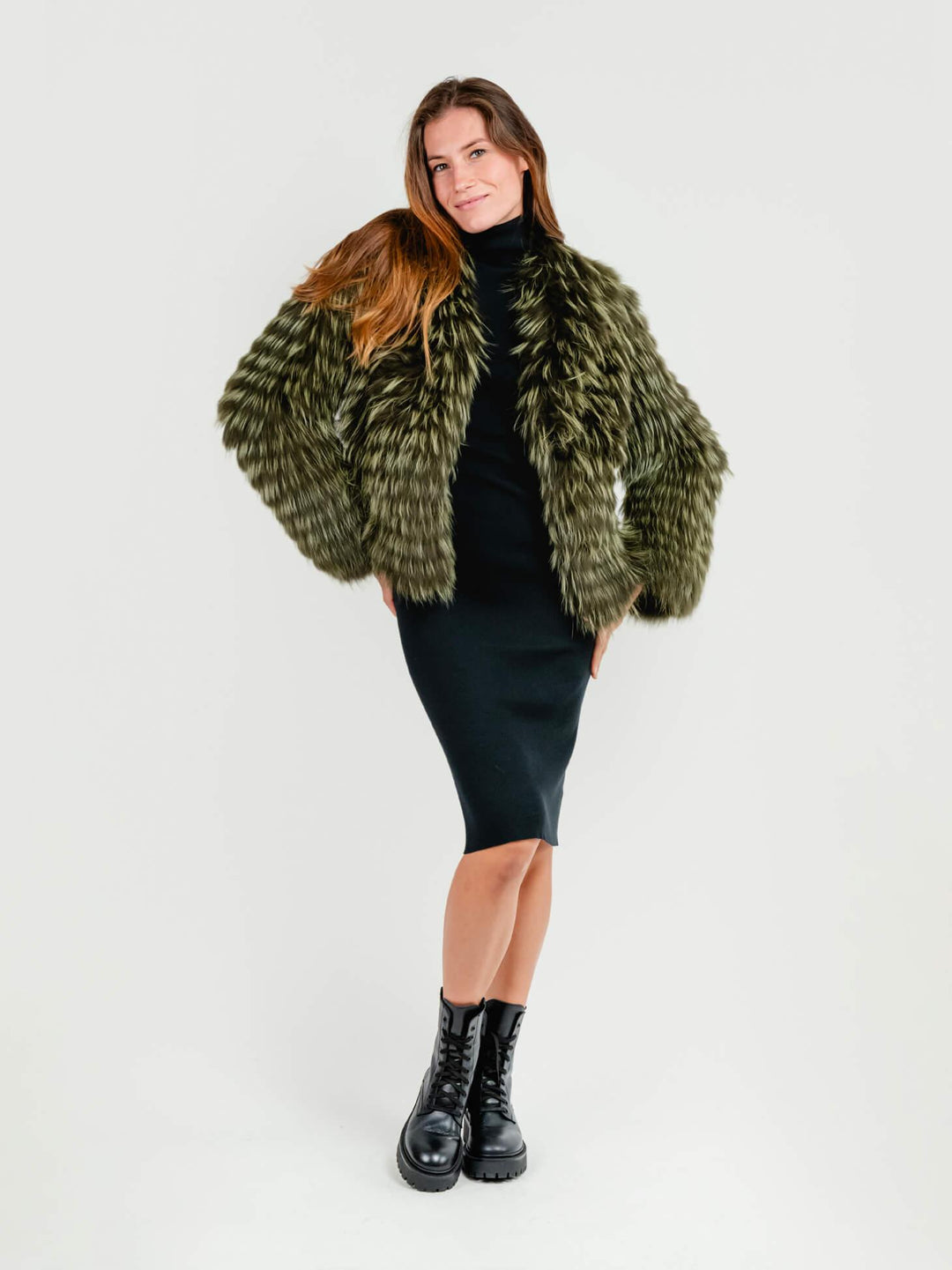 PELLICCIA CORTA VERDE MIBA ALBINO MILITARE FLO & CLO 