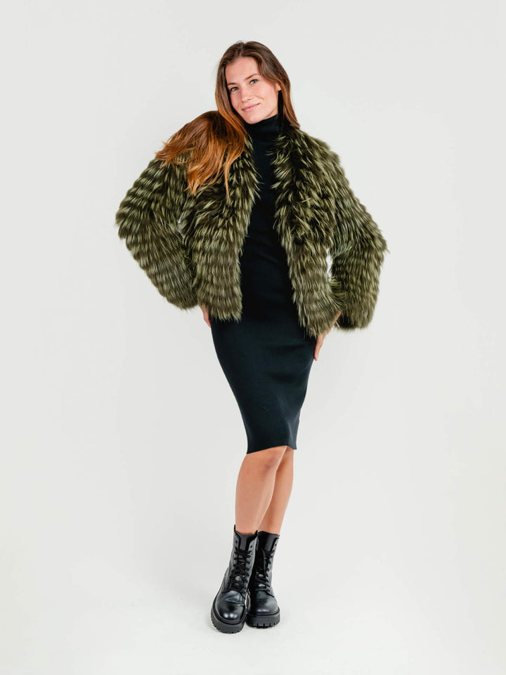 PELLICCIA CORTA VERDE MIBA ALBINO MILITARE FLO & CLO 