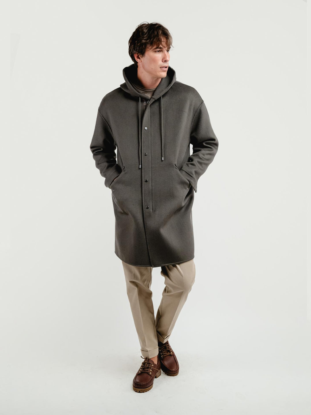 CAPPOTTO PARKA DENZEL IN LANA VERDE DENZEL GREEN ANDREA MORANDO 