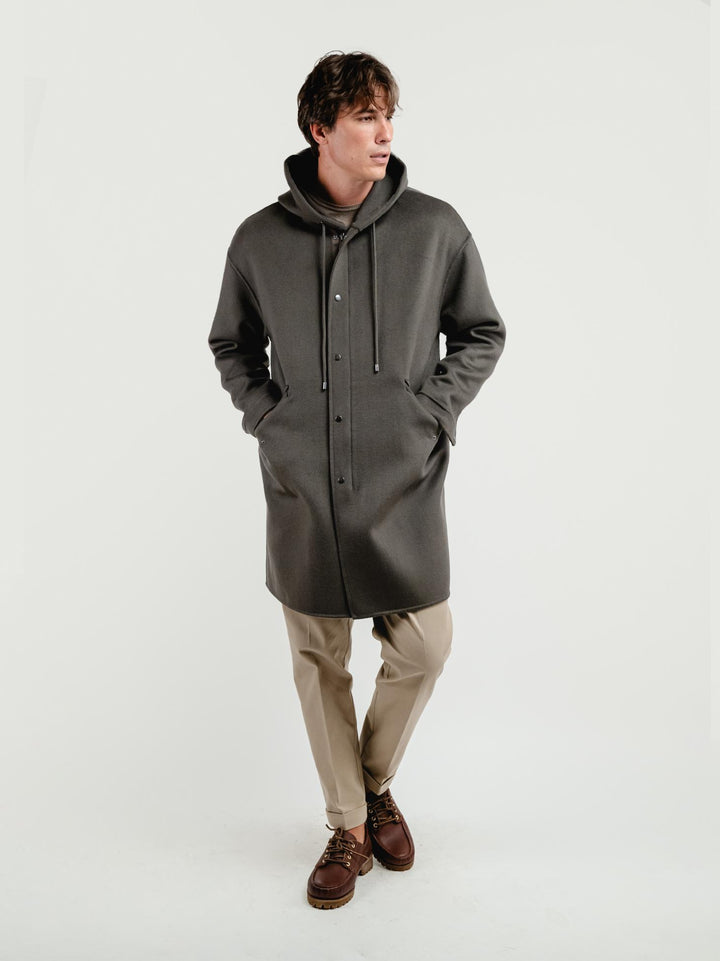 CAPPOTTO PARKA DENZEL IN LANA VERDE DENZEL GREEN ANDREA MORANDO 