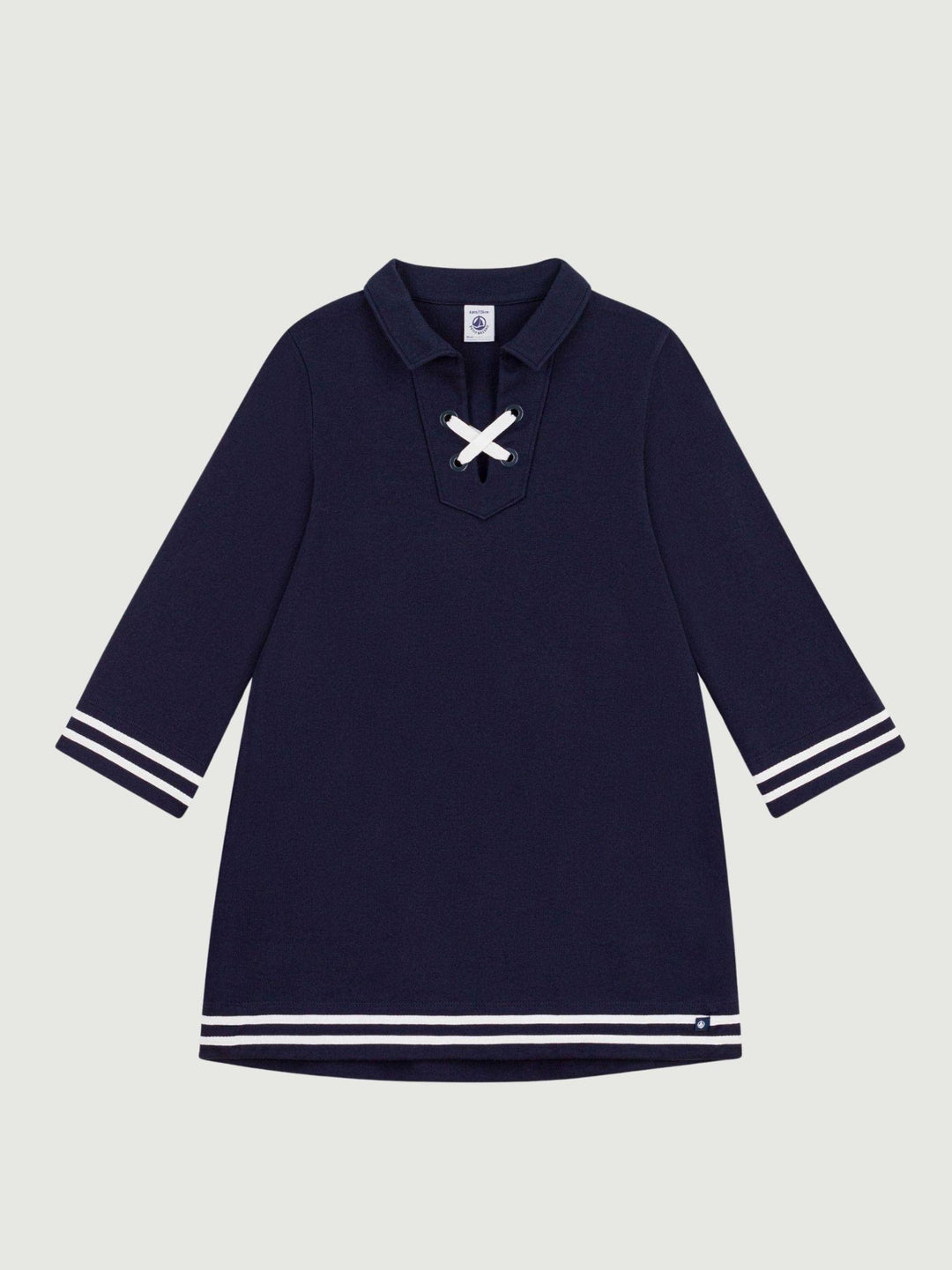 Vestito blu svasato in cotone A0EZR 01 PETIT BATEAU 