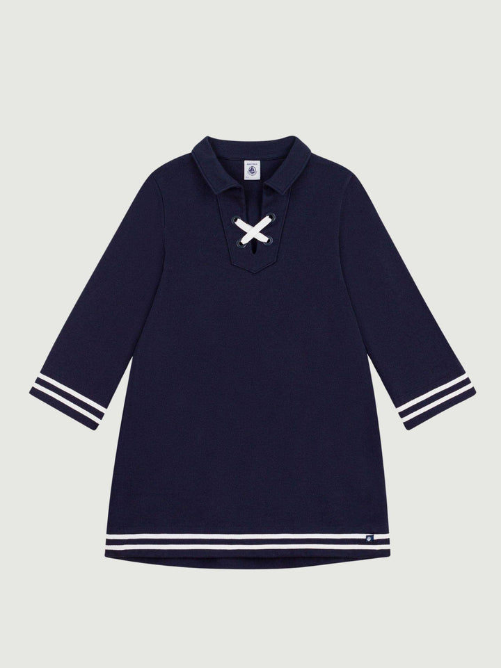 Vestito blu svasato in cotone A0EZR 01 PETIT BATEAU 