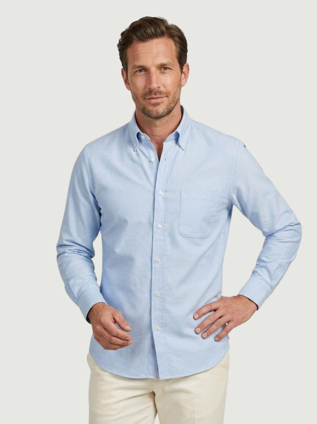 Camicia button down in cotone azzurra slim BARBADOS/SLIM/BD 3 ANDREA MORANDO 