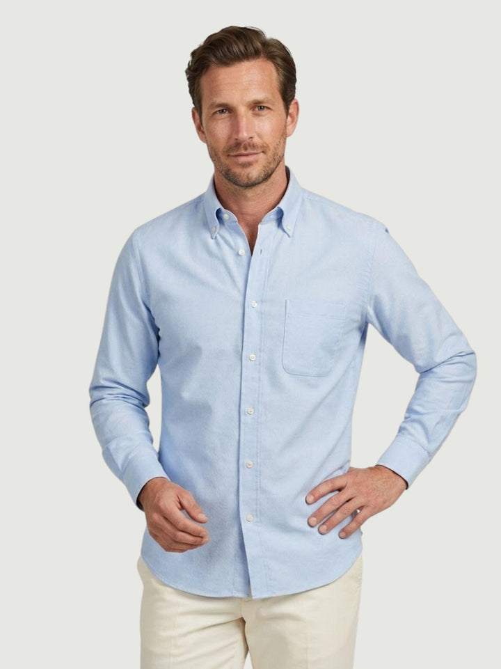 Camicia button down in cotone azzurra slim BARBADOS/SLIM/BD 3 ANDREA MORANDO 