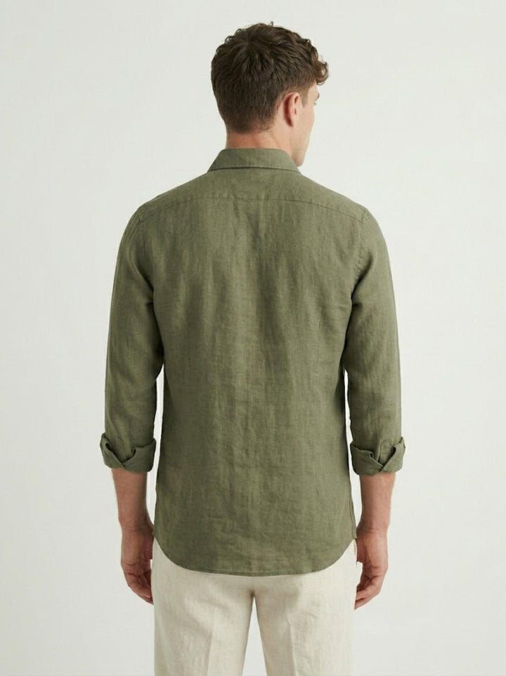 camicia in lino verde militare 30 16 ANDREA MORANDO 