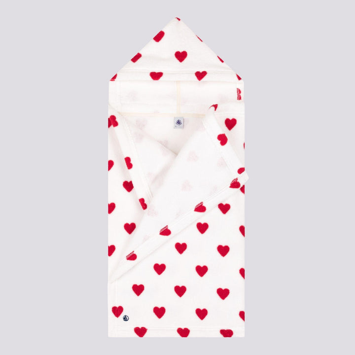 MANTELLINA DA BAGNO BEBÈ IN SPUGNA A CUORICINI A08SI 89 PETIT BATEAU 