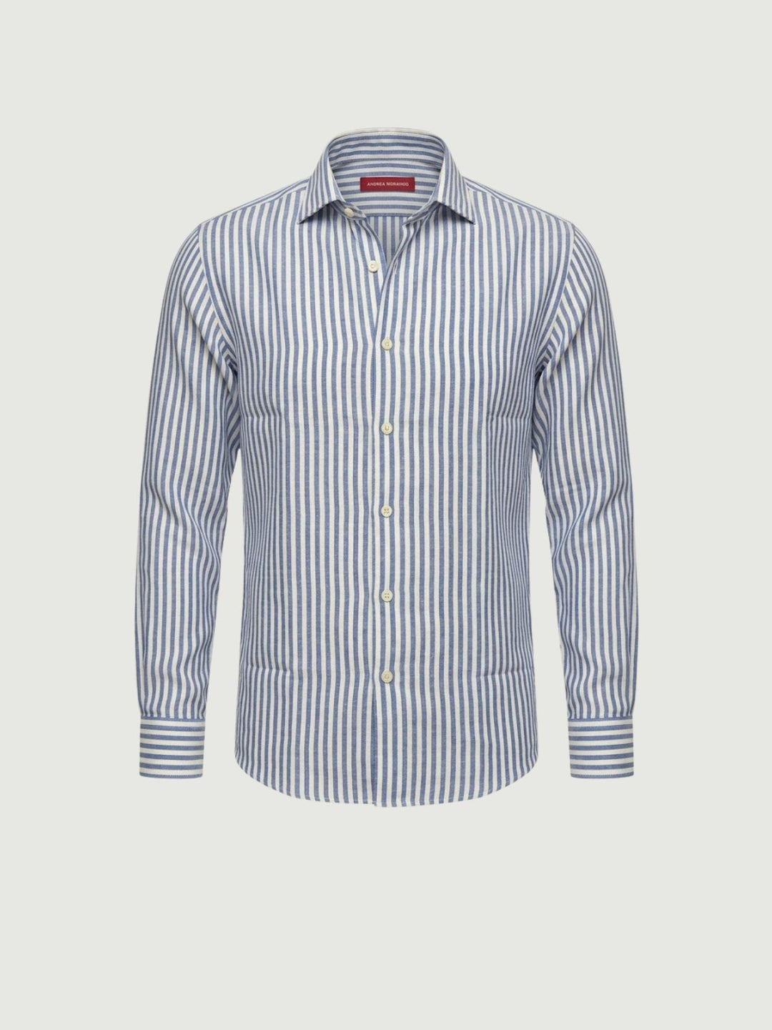Camicia in lino a righe azzurra e bianca BU26S02CALINCOT405 243 ANDREA MORANDO 
