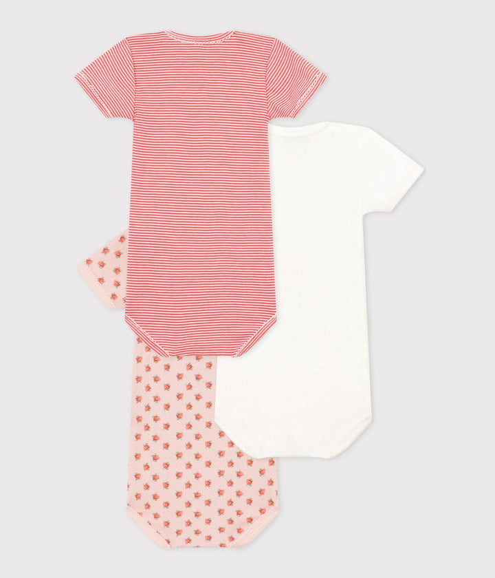 CONFEZIONE DA 3 BODY IN COTONE CON FANTASIA A FIORI A08K2 00 PETIT BATEAU 