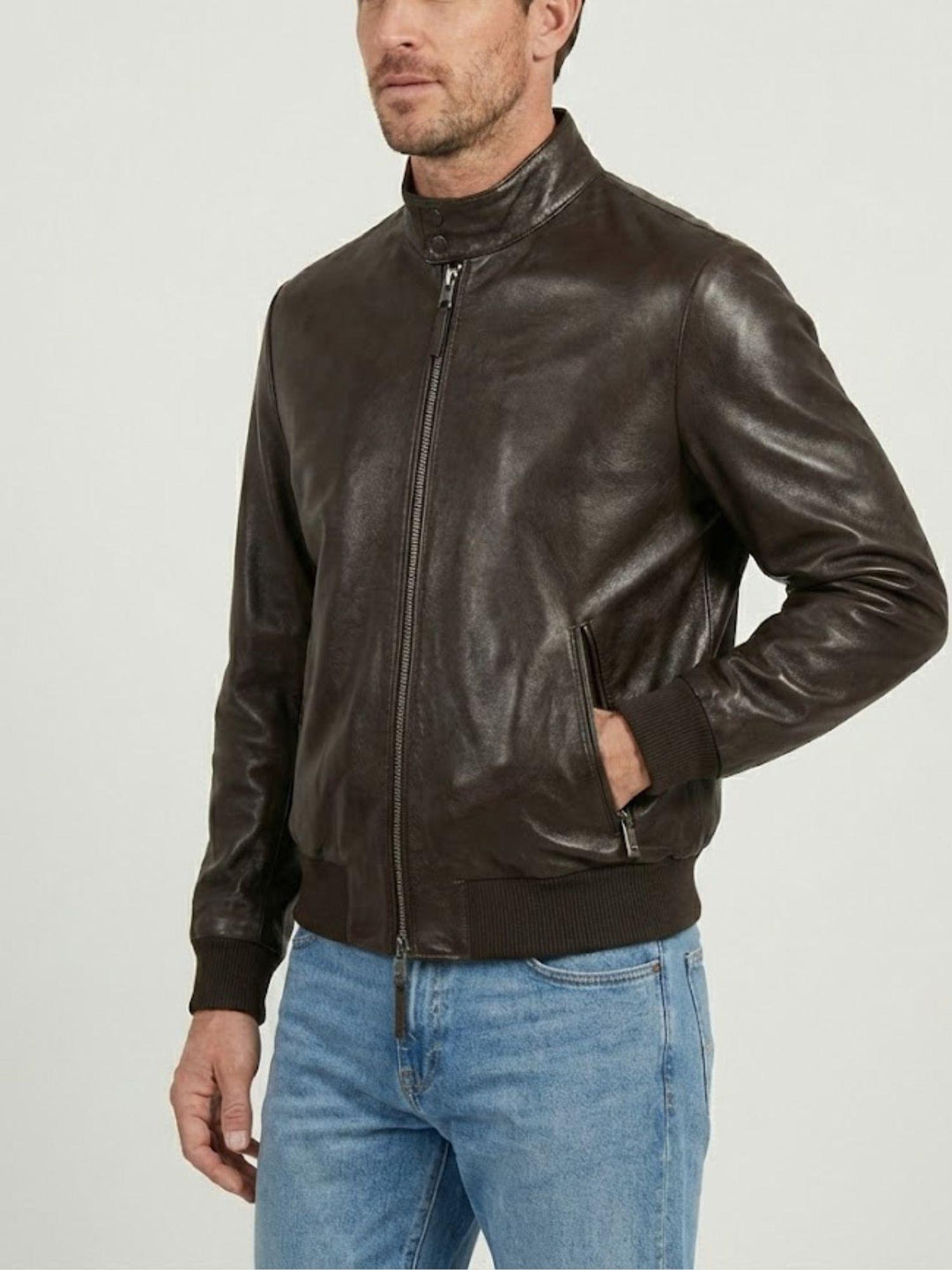 Bomber in pelle Elvis marrone scuro ELVIS 06 JACK LEATHER 