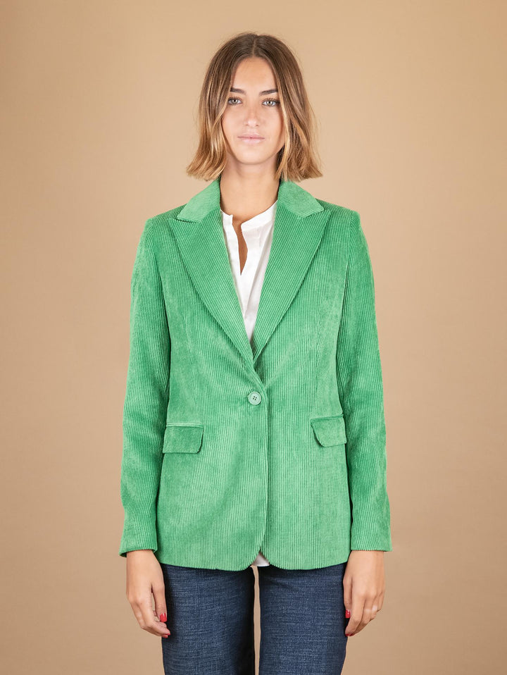 BLAZER MONOPETTO IN VELLUTO A COSTE VERDE 93351VRS 470 ANDREA MORANDO 