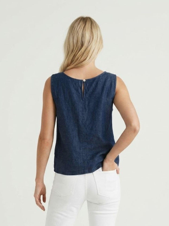 Top smanicato in lino chambray 6TS0551 DENIM ANDREA MORANDO 