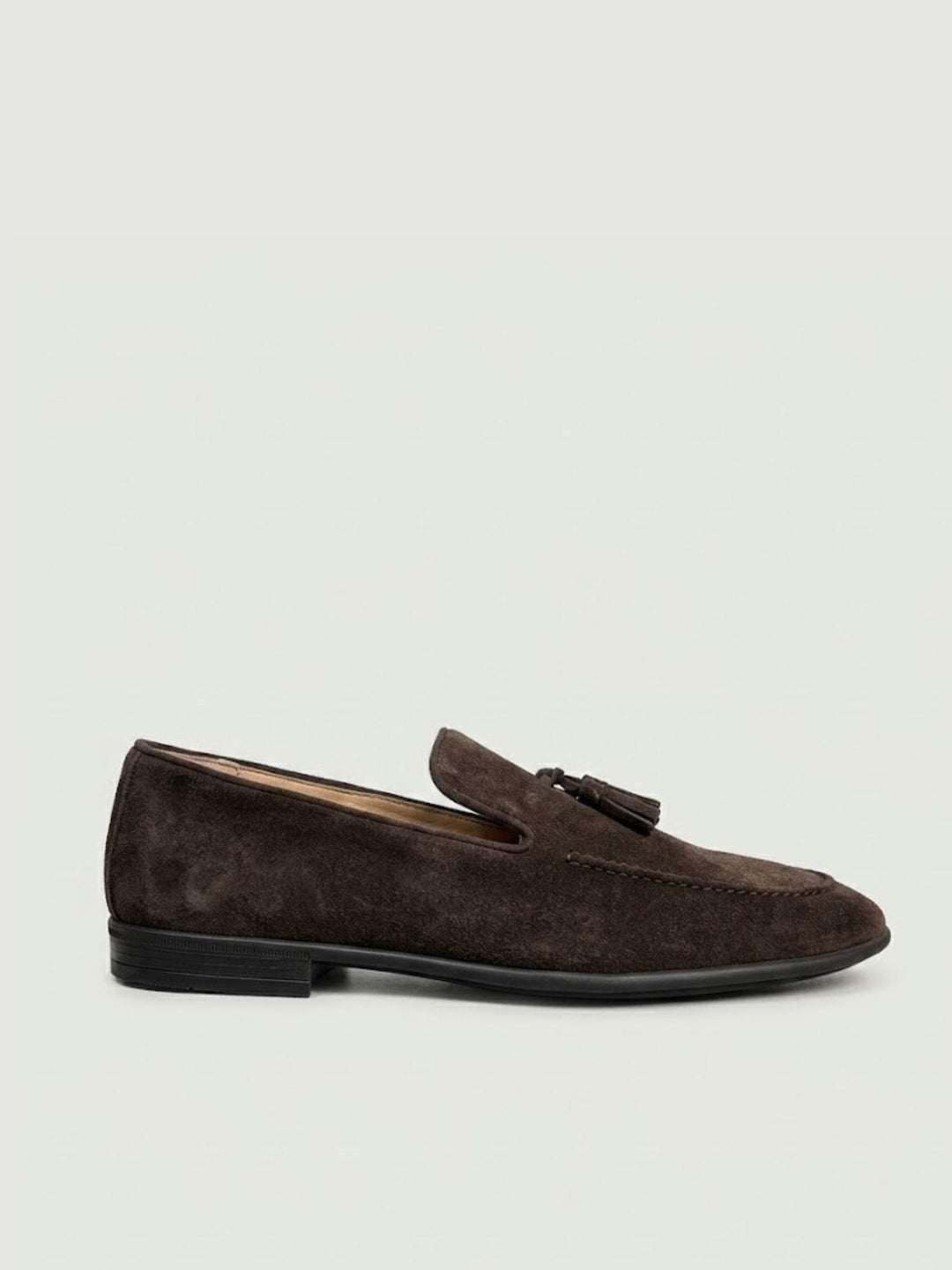 Mocassino Tassel Loafer in pelle scamosciata cioccolato 1128 CACAO ANDREA MORANDO 