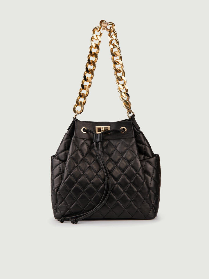 SECCHIELLO IN PELLE TRAPUNTATA BUCKET BUCKET NERO BIMOR 