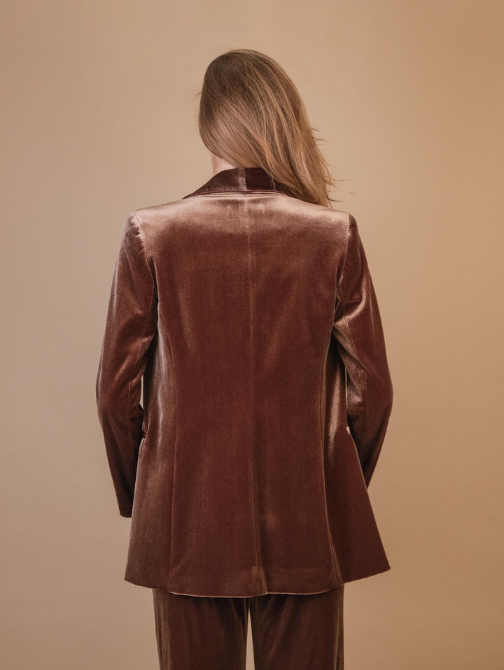 BLAZER APERTO IN VELLUTO MARRONE 1437/289 75 ANDREA MORANDO 