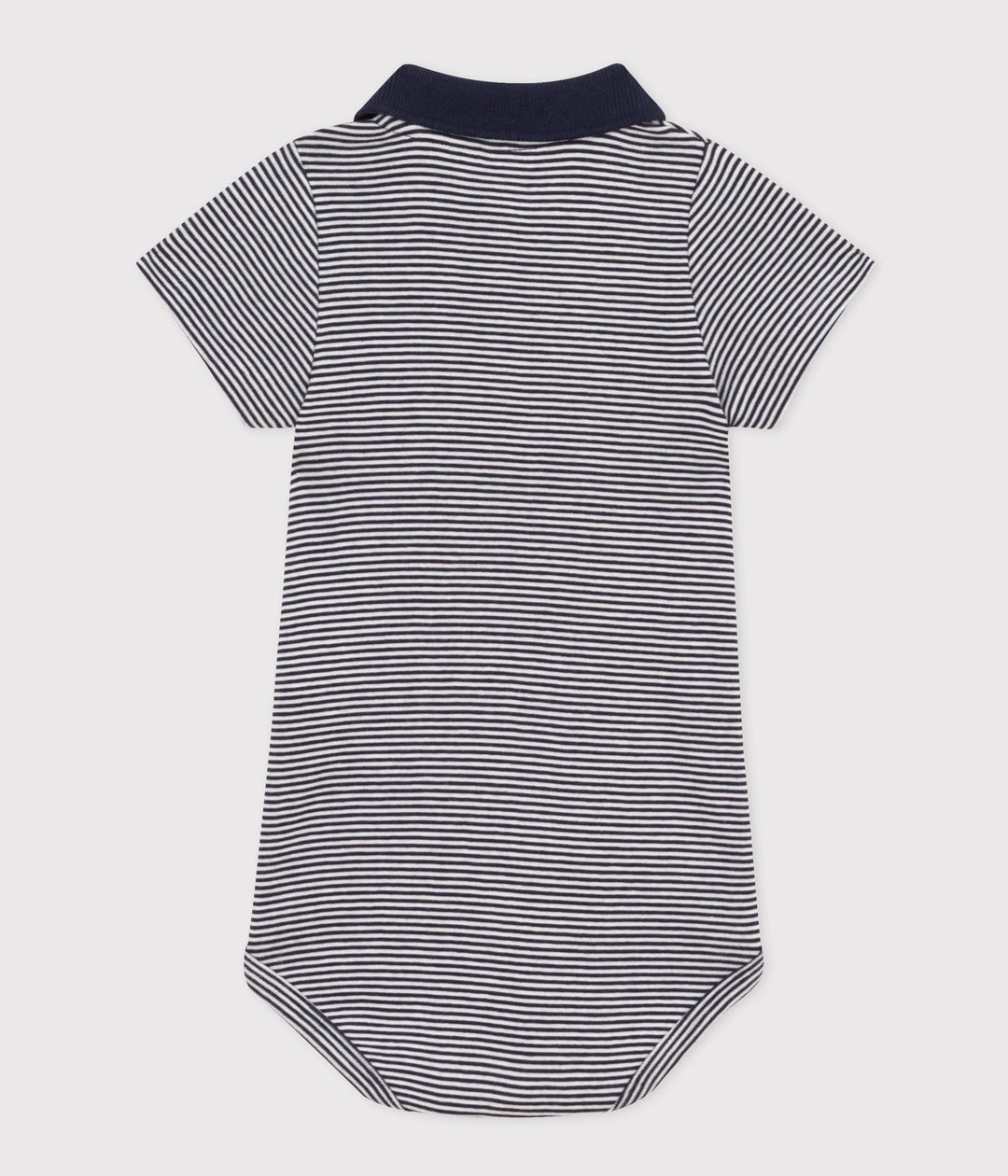 BODY CON COLLETTO POLO IN COTONE RIGATO A MANICA CORTA BEBÈ A09X7 01 PETIT BATEAU 