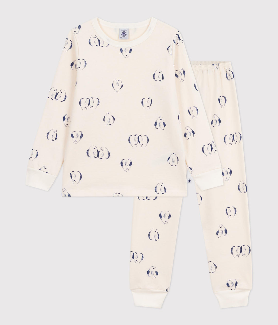 Pigiama bambino in tessuto felpato con pinguini stampati A0DS7 01 PETIT BATEAU 