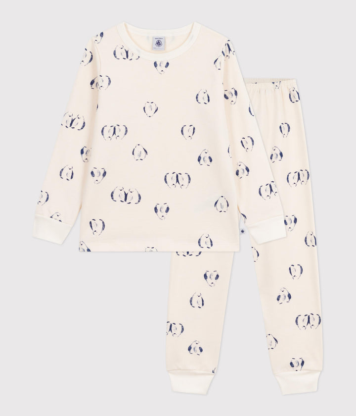 Pigiama bambino in tessuto felpato con pinguini stampati A0DS7 01 PETIT BATEAU 