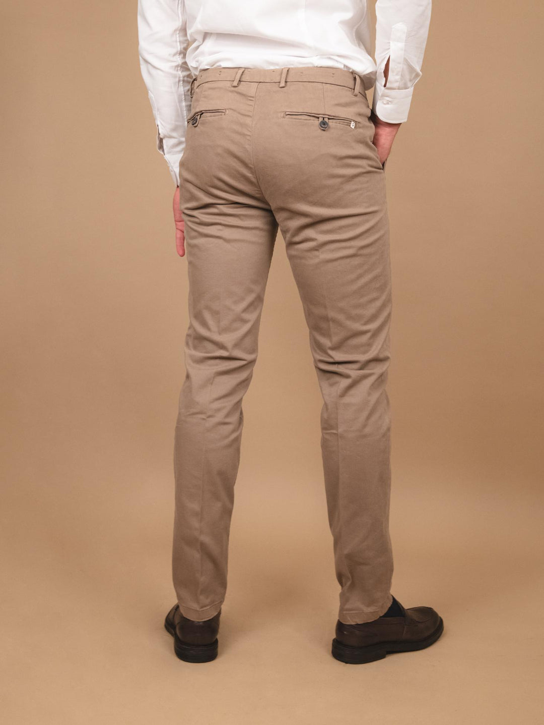 PANTALONE IN COTONE TORTORA CON TASCA A FILO T500/STR 734 NOLAB 