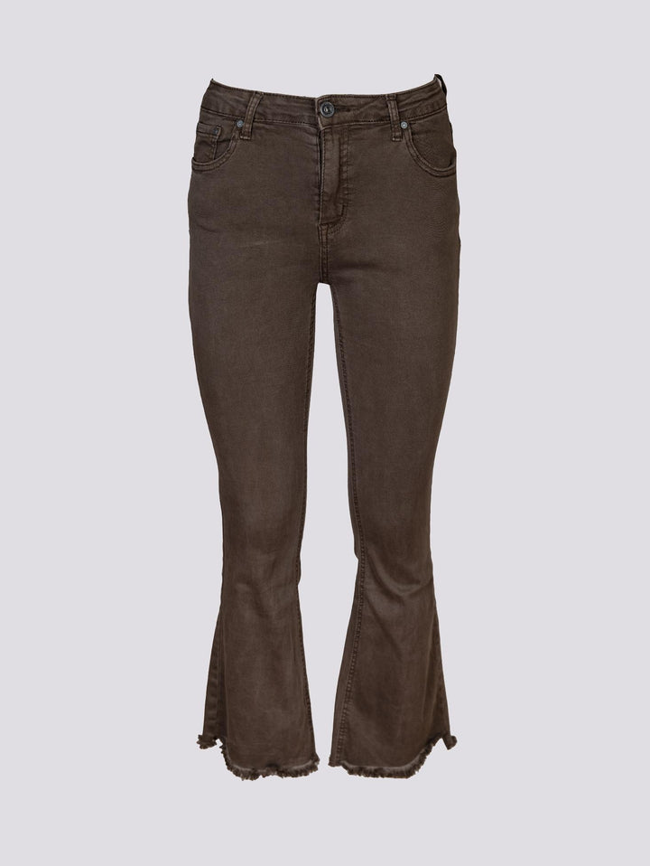 Pantalone cinque tasche sfrangiato marrone 6826/26/ FANGO ANDREA MORANDO 