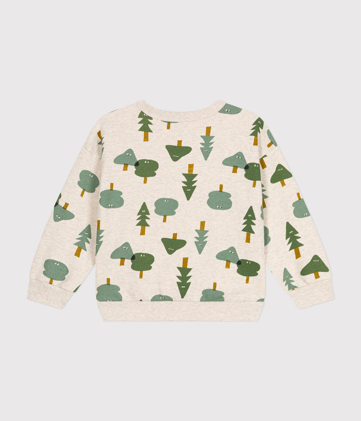 Maglia beige in tessuto felpato con fantasia bosco A0BIG 03 PETIT BATEAU 