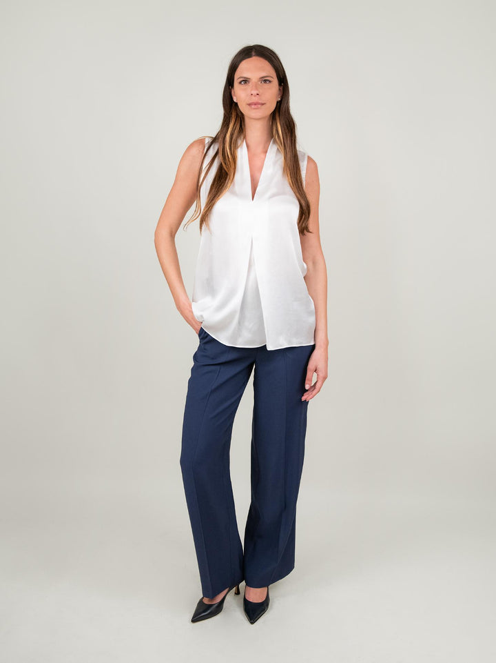 BLUSA SMANICATA IN RASO BIANCO M9861 BIANCO ANDREA MORANDO 